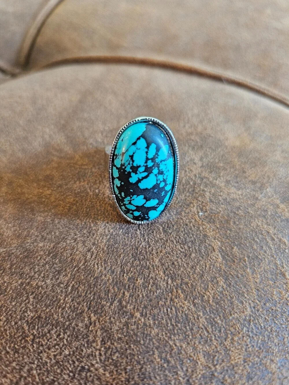 Vintage Womens Sz 8 Statement Piece classic southwestern-style ring Blue